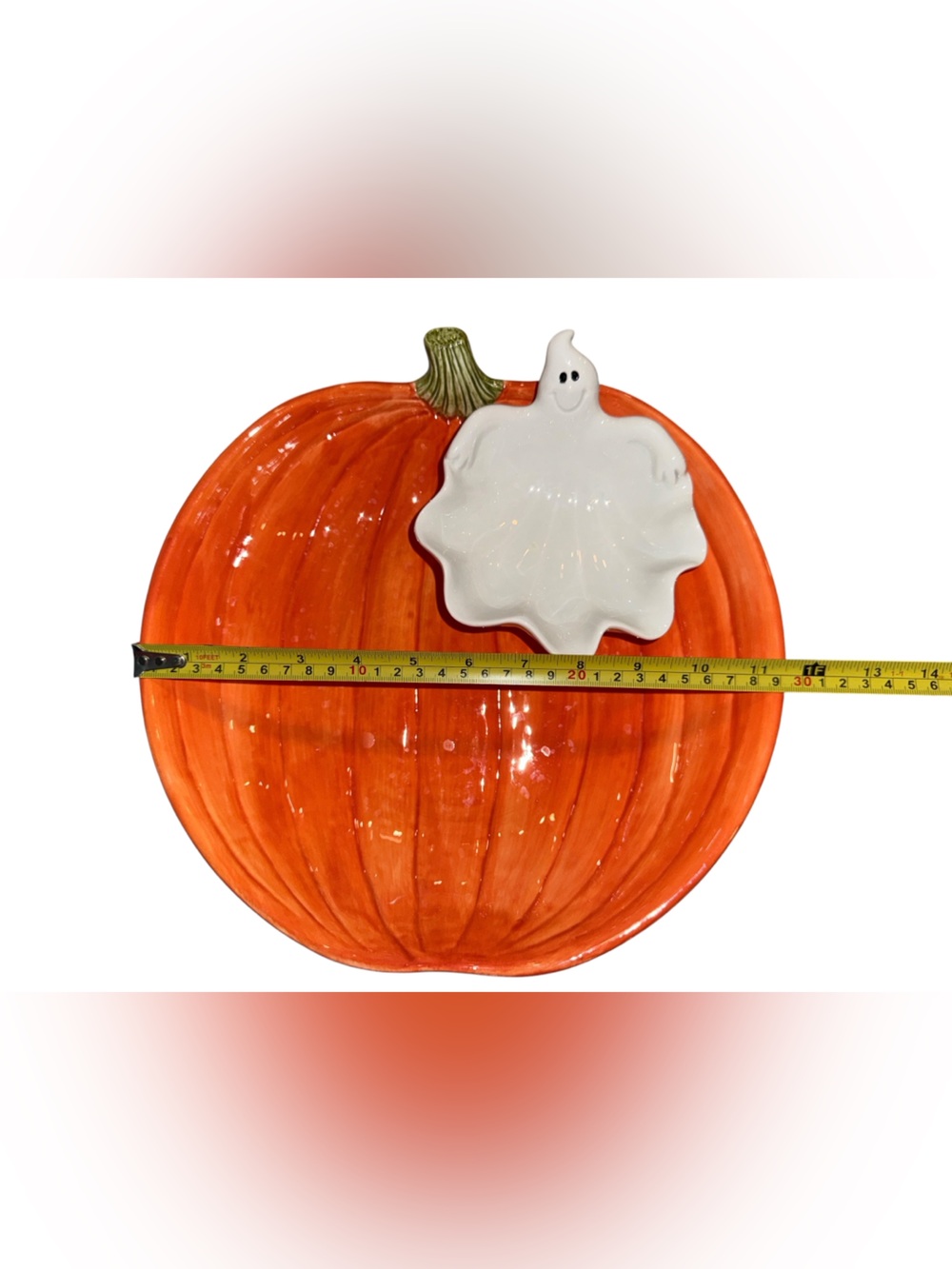 Fitz and Floyd Halloween Ghost Pumpkin Chip Dip Bowl 1987 - Picture 3 of 5
